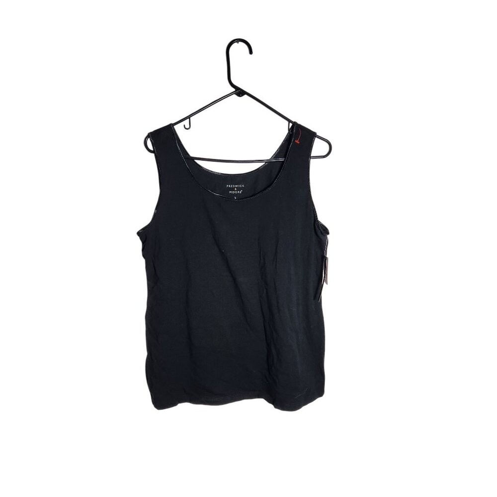 NWT Preswick & Moore Black Sleeveless Tank Top L Cotton Blend
